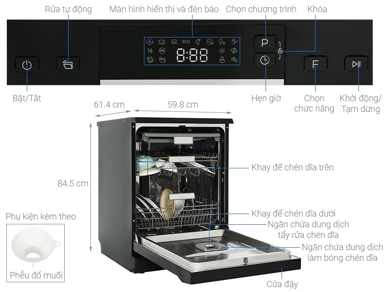 Đánh giá máy rửa chén Hafele HDW-F60EB chi tiết nhất 2025 7 Đánh giá máy rửa chén Hafele HDW-F60EB 7