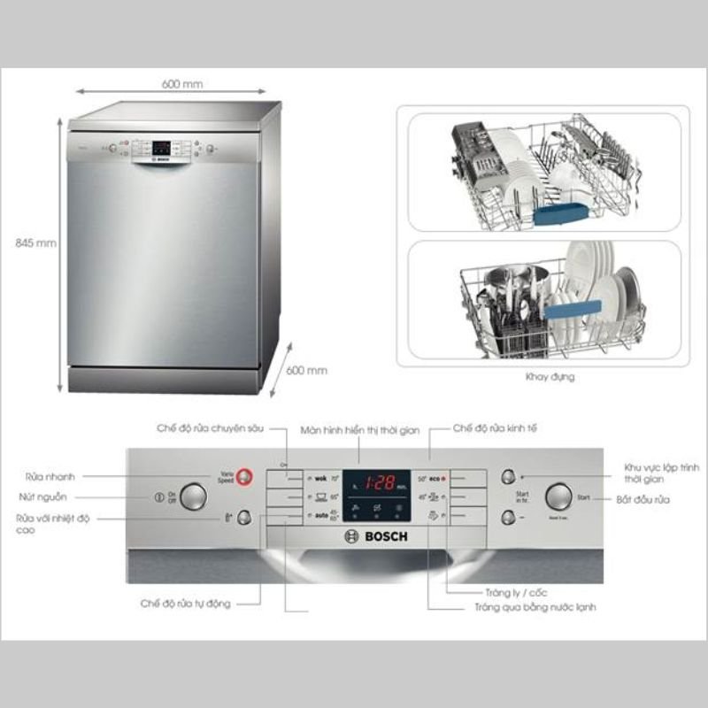 So sánh máy rửa bát Bosch serie 6 và 8