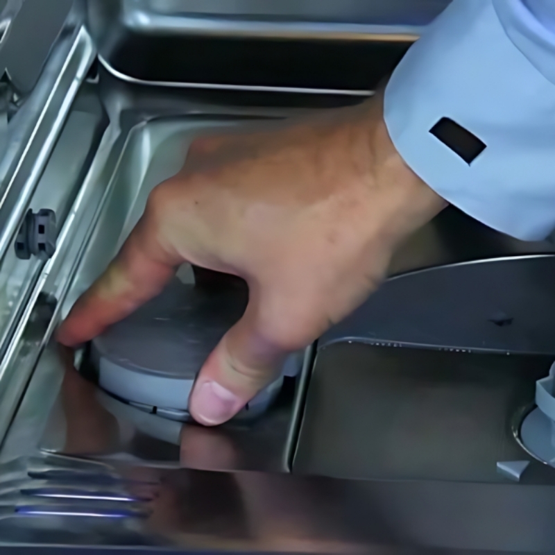 Hướng dẫn cách đổ muối vào máy rửa bát Bosch chi tiết nhất 2 Tìm hộc chứa muối của máy rửa bát