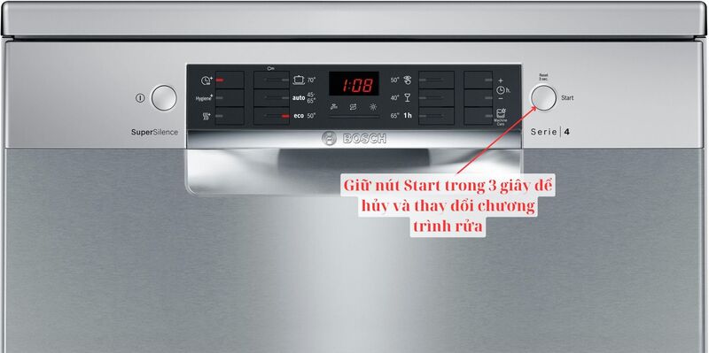 Hướng dẫn sử dụng máy rửa bát Bosch sms46mi05e chi tiết nhất 3 Thay đổi chương trình rửa khi máy đang hoạt động