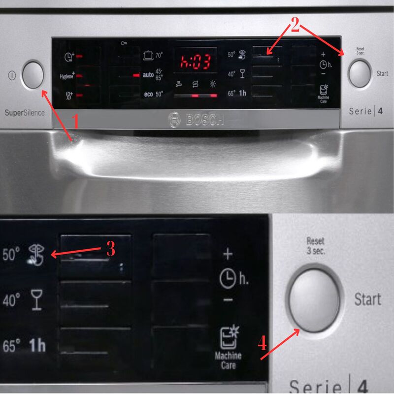 Hướng dẫn sử dụng máy rửa bát Bosch sms46mi05e chi tiết nhất 6 Kích hoạt chức năng tăng cường sấy