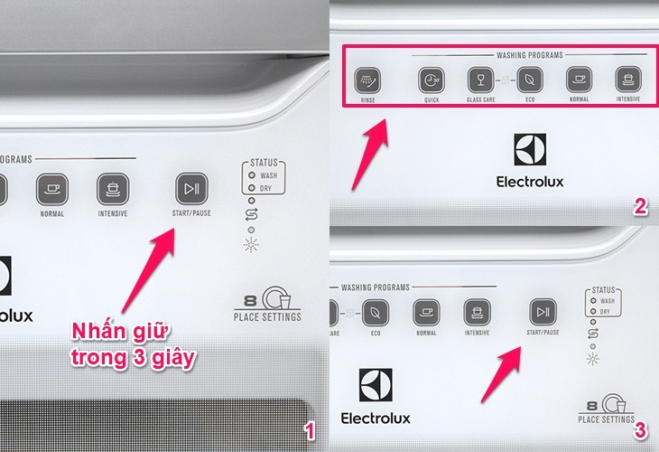 Hướng dẫn sử dụng máy rửa chén Electrolux đúng cách, chi tiết 7 Đóng cửa máy và khởi động bằng nút Start