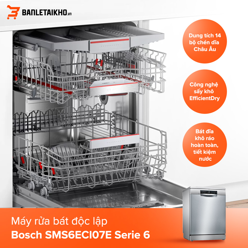 Tìm hiểu các chức năng sấy của máy rửa bát Bosch mới nhất 7 Máy rửa bát Bosch SMS6ECI07E Serie 6 sở hữu nhiều chức năng nổi bật