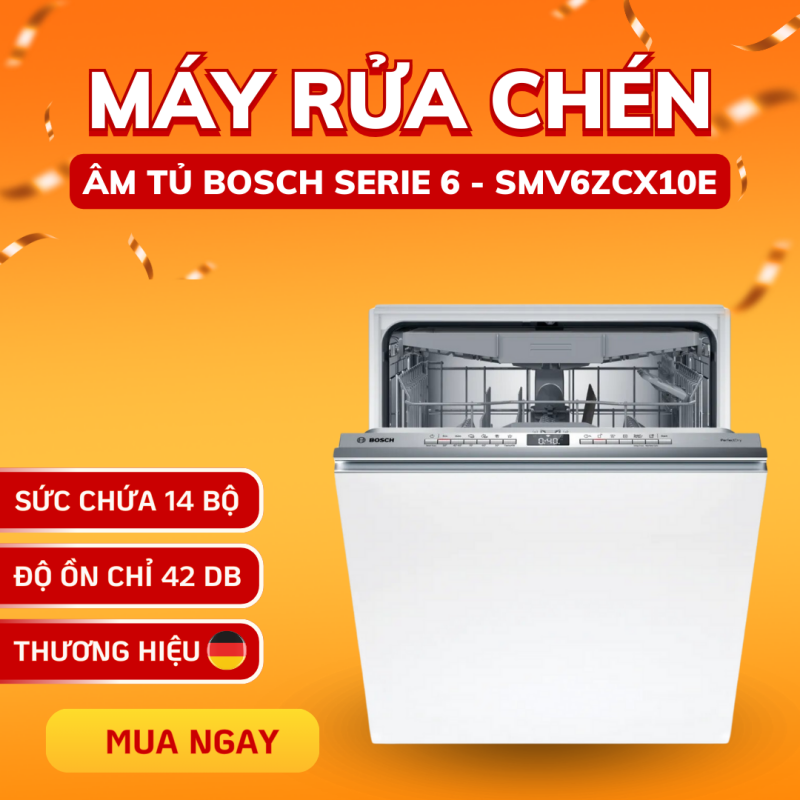 Máy Rửa Bát Âm Tủ Bosch SMV6ZCX10E Serie 6