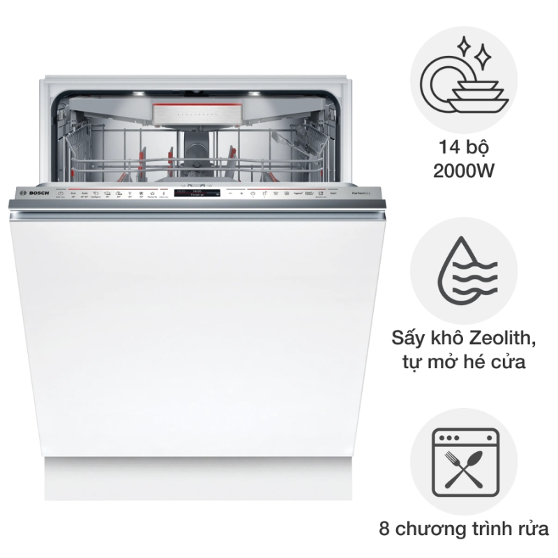 Máy rửa bát BOSCH SMV8TCX01E Serie 8 14 bộ âm tủ