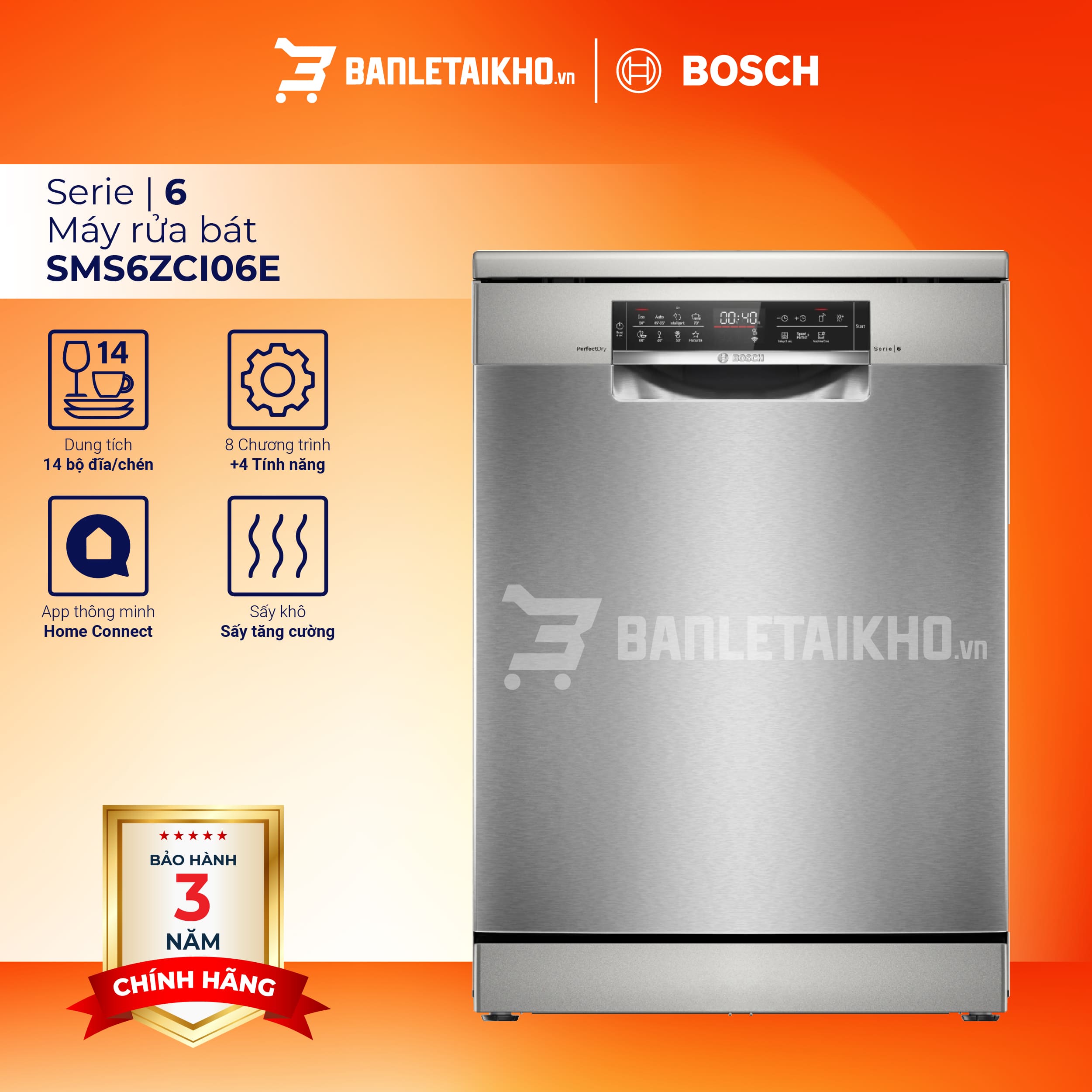 Máy rửa bát Bosch SMS6ZCI06E Serie 6 model 2025