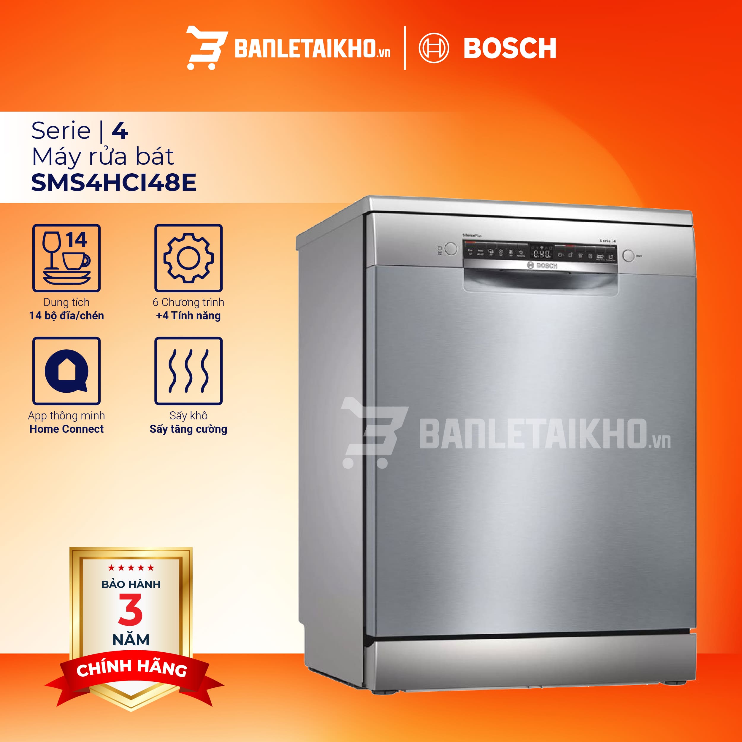 Máy Rửa Chén Bosch SMS4HCI48E – Series 4