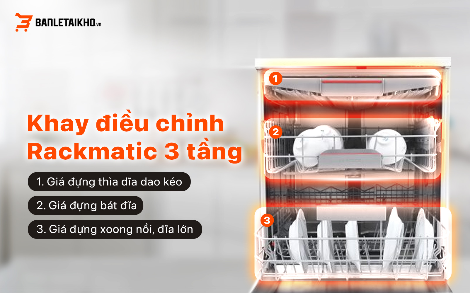 Rackmatic giúp người dùng tận dụng tối đa không gian trong khoang rửa