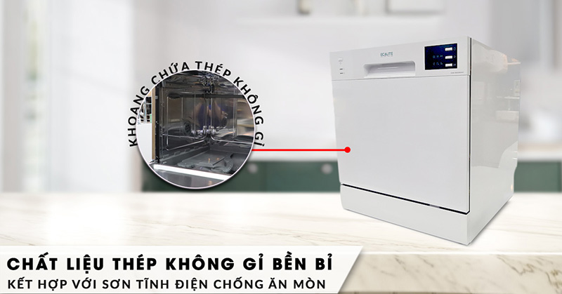 Máy Rửa Chén Mini 8 Bộ Ecalite EDW-SMS6080WH