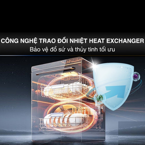 Máy rửa bát có bộ trao đổi nhiệt giúp bảo vệ đồ thủy tinh và sành sứ tối ưu