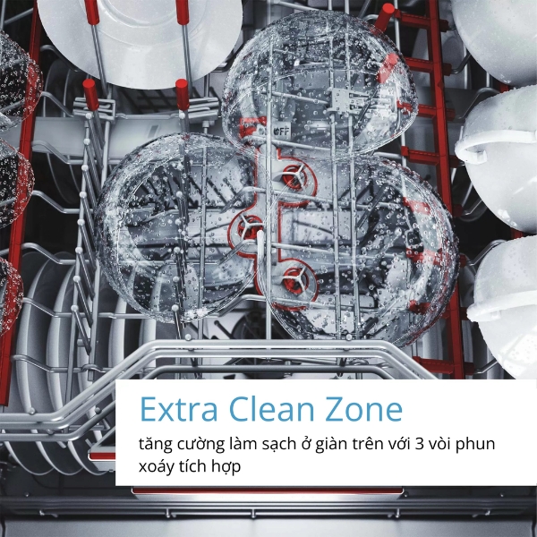 Tính năng ExtraClean Zone với lượng nước gấp 3 lần giúp làm sạch triệt để