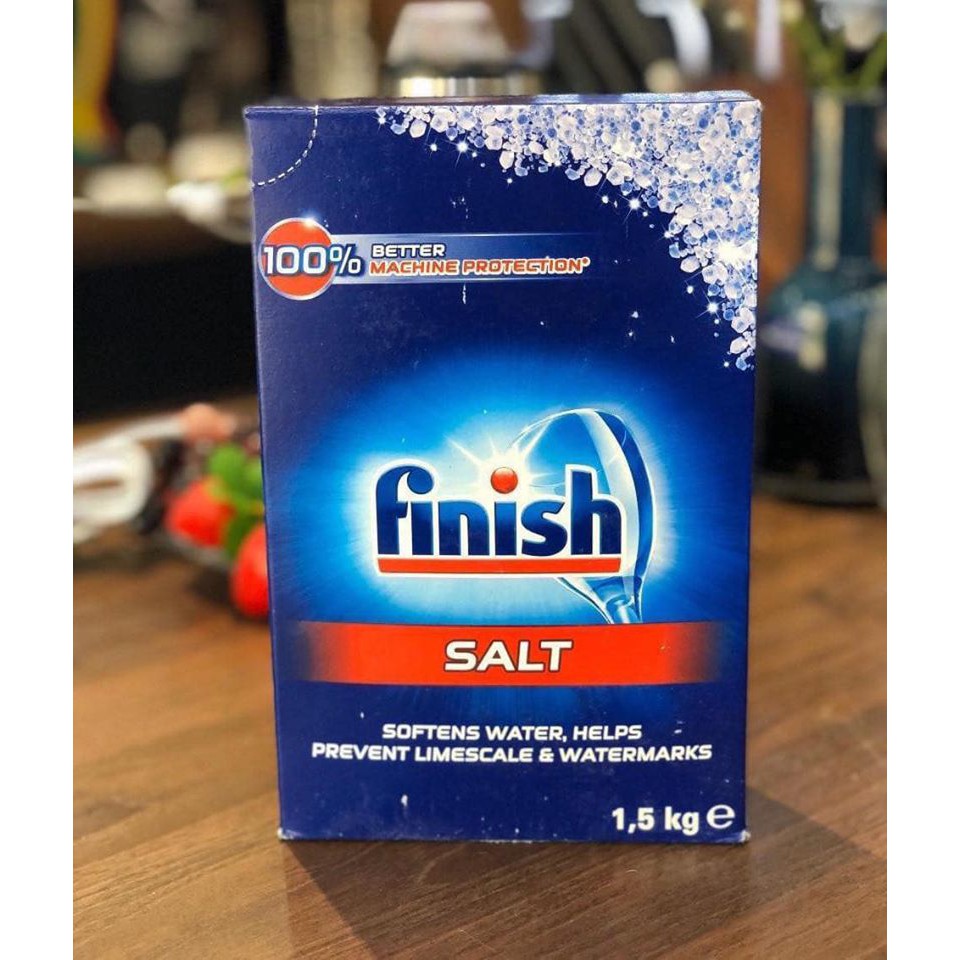Muối rửa chén Finish Dishwasher Salt 1,5kg làm mềm nước hiệu quả và bảo vệ máy rửa bát