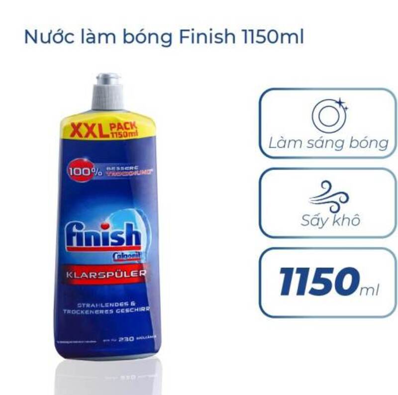 Nước làm bóng Finish 1150ml Lemon tăng cường khả năng làm khô chén.