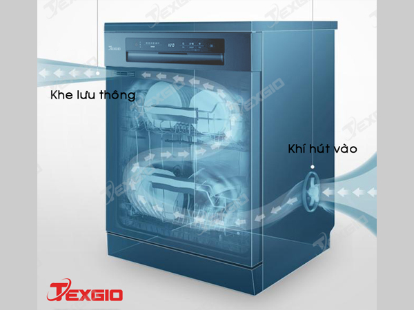 Texgio Dishwasher TG21H775B - 13 Bộ Sấy Khí Nóng, Diệt Khuẩn UV có công Nghệ Sấy khí nóng PTC - Đảm bảo chén đĩa khô ráo