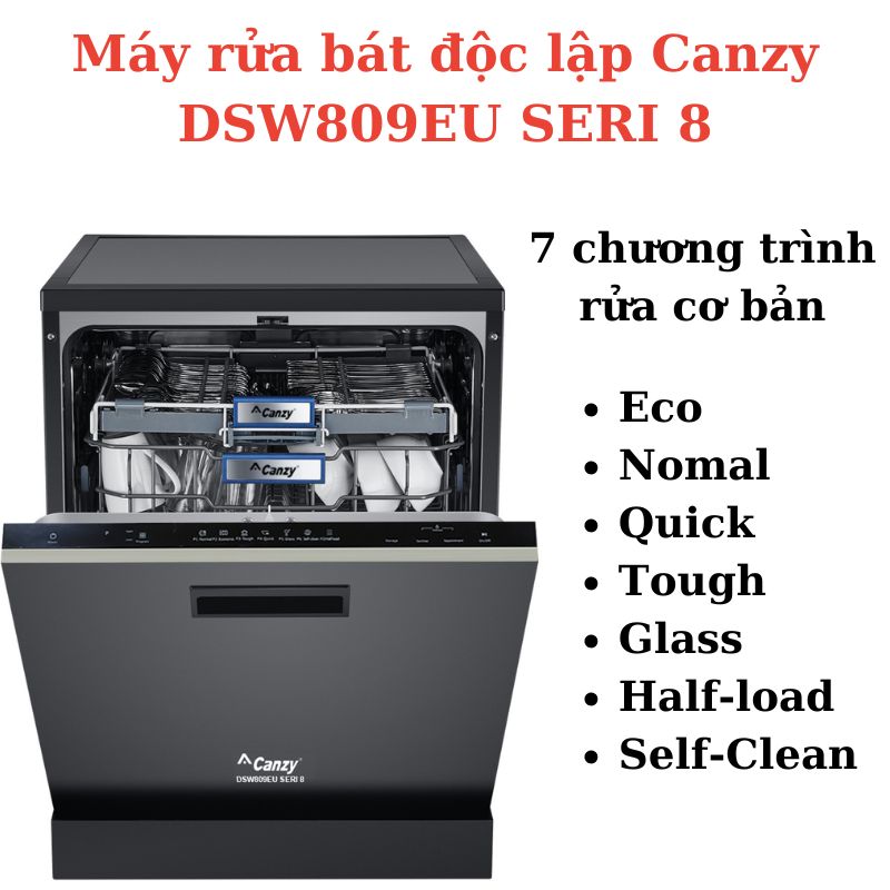 Máy rửa bát Canzy DSW809EU tích hợp 7 chương trình rửa