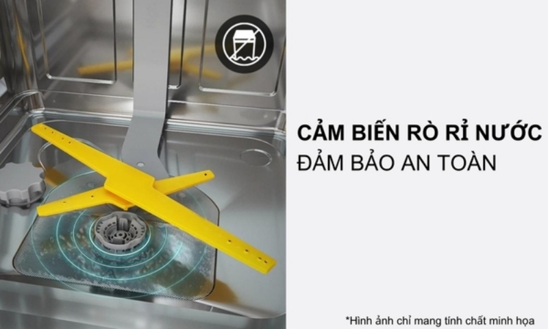 Máy rửa chén Samsung Bespoke DW60CB750FAPSV được trang bị hệ thống cảm biến rò rỉ nước AquaStop