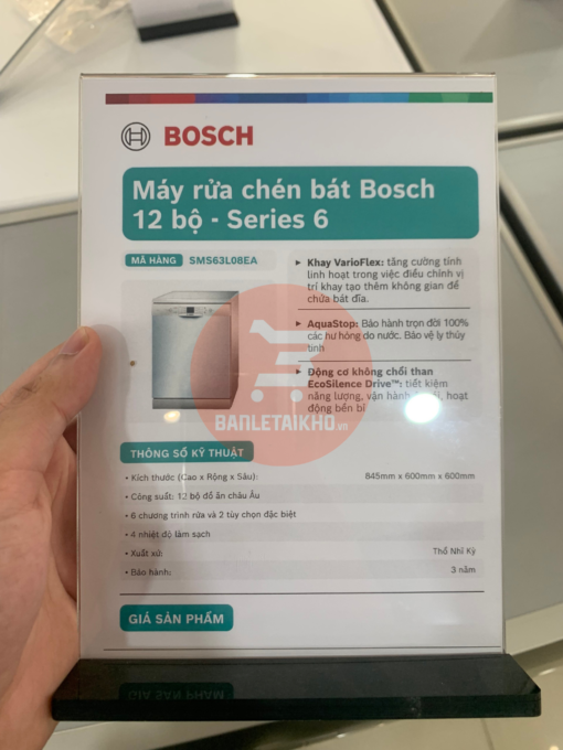 Thông tin sản phẩm máy rửa bát BOSCH SMS63L08EA