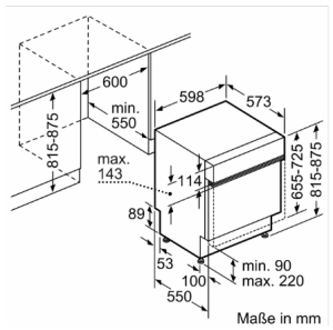 Bản vẽ kích thước Máy rửa chén bán âm tủ Bosch SMI4HCS48E – Series 4