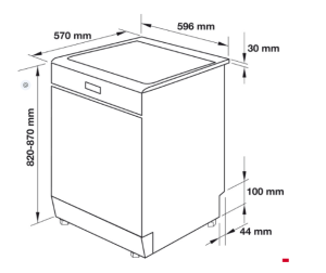 Bản vẽ kích thước Máy rửa chén độc lập Hafele HDW-F60E (538.21.200)